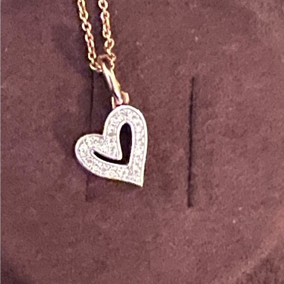 Monica Vinader 18kt Rose gold Vermeil chain with real diamond pave heart - Picture 2 of 3